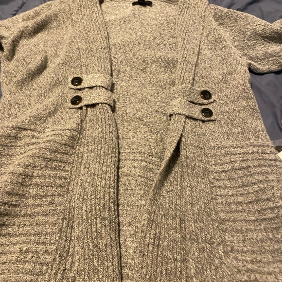 AB Studio Heather Gray Knit Cardigan - Picture 2 of 6
